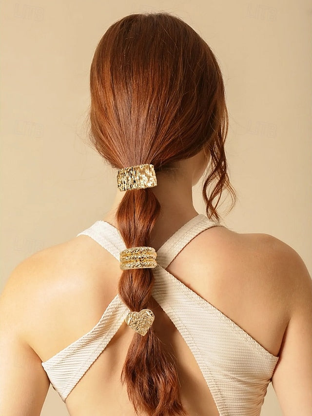 Gold Scrunchies Hair - Tone Elastic with Band Women's FashionChic