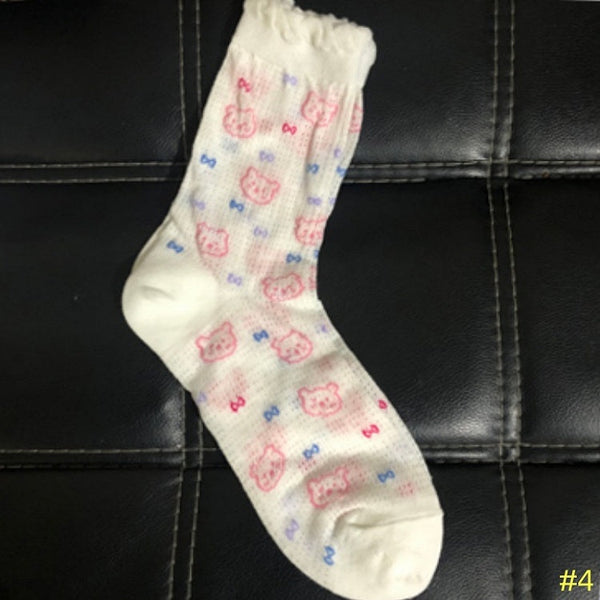 Pattern Ruffled Cotton Kitty/Bunny/Puppy 5 Options Socks Cuff Cute FashionChic
