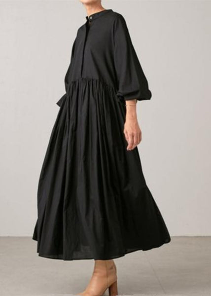 Grey Dress Classy Shirts Solid Cotton Wrinkled Spring FashionChic