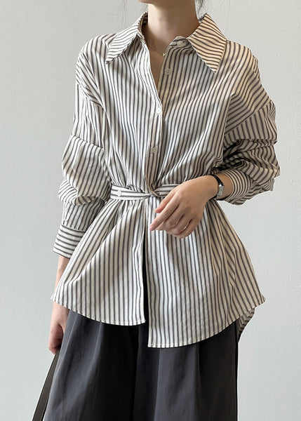Pan Cotton Collar Fall Striped Peter French Shirt Button FashionChic