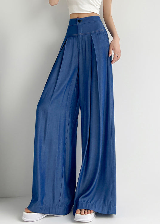 Light Blue Button Denim Wide Leg Pants High Waist NN023 shopify