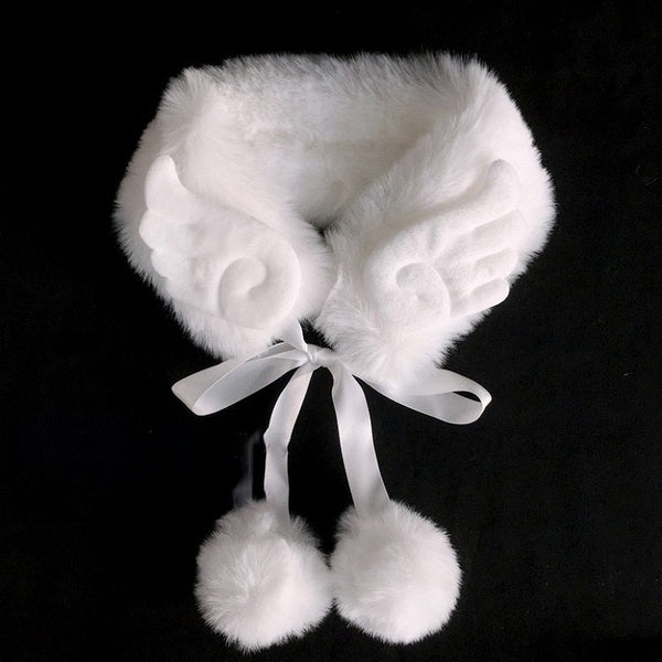 4 with Pompon Scarf Accents Colors Wings White FashionChic