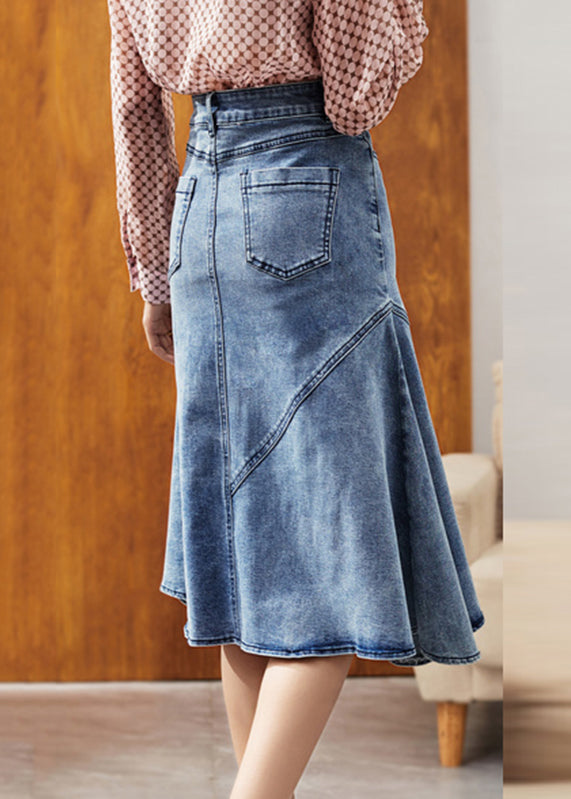 Natural Blue Asymmetrical Patchwork High Waist Denim Skirts Summer EE027 shopify