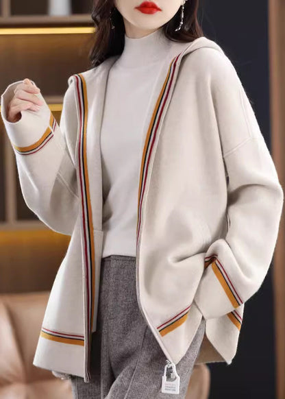 Women Camel Pockets Cashmere Hooded Cardigans Fall WV017 ABC