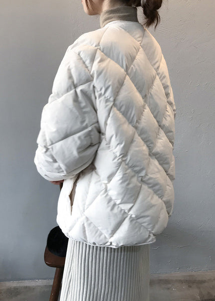 Beige Pockets Button Fine Cotton Filled Coats Winter AF1005 HS-DJK240914