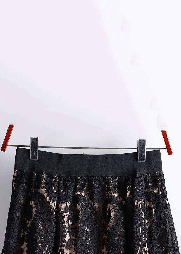 Women Black Hollow Out Elastic Waist Lace Skirts Spring TT1037 shopify