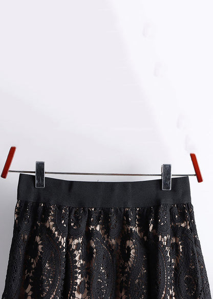 Women Black Hollow Out Elastic Waist Lace Skirts Spring TT1037 shopify