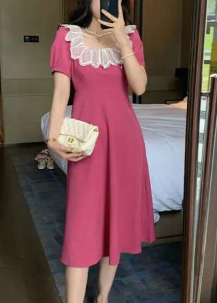 New Black Square Collar Solid Cotton Dress Summer AZ1033 shopify