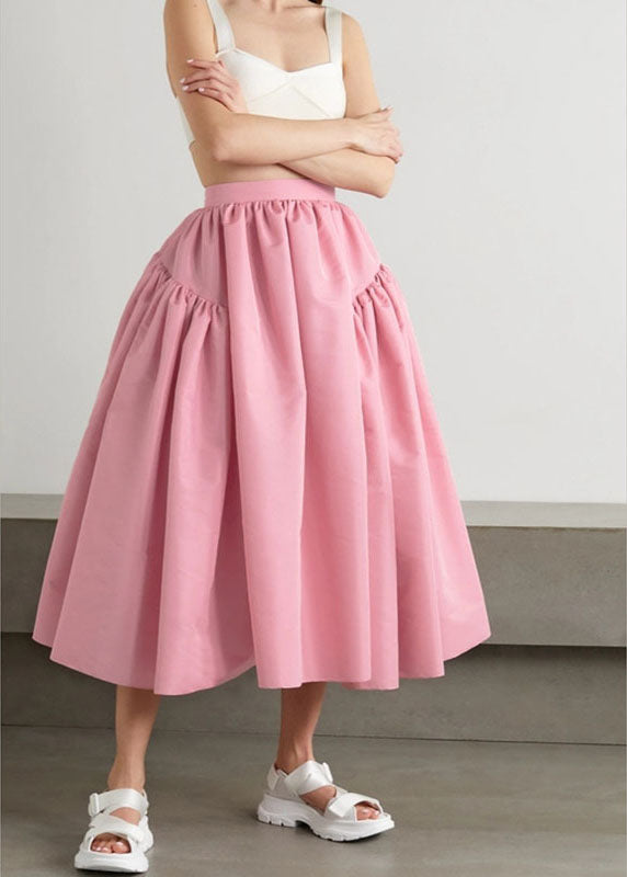 Plus Size Vintage Pink pleated Skirt Spring AJ1013 shopify