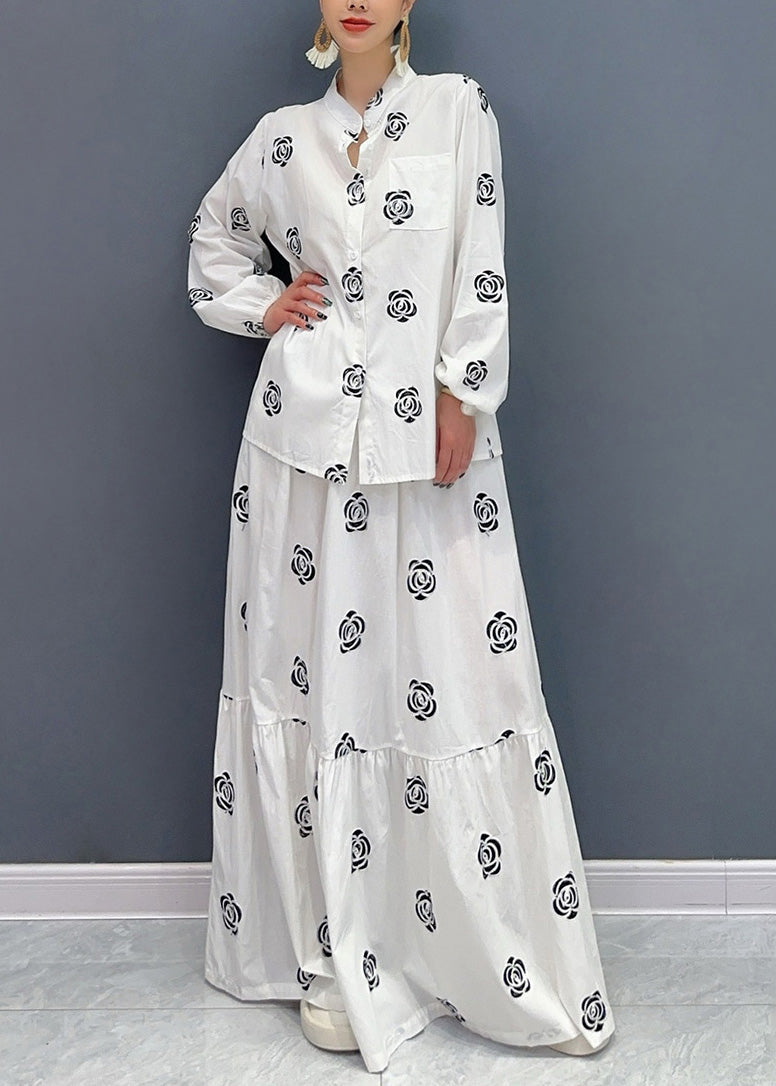 Boutique Black Stand Collar Print Patchwork Cotton Two-Piece Set Fall AO1016 JDML-TPIEC240909