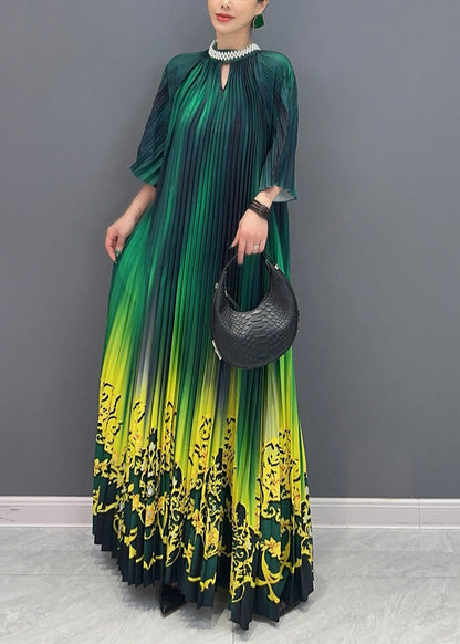 Fashion Gradient Color Green Print Long Dresses Summer AO1036 JDML-SDL240909