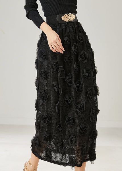 Natural Black Stereoscopic Floral Knit Skirts Summer AZ1047 shopify