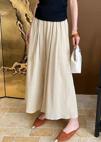 New Khaki Tasseled High Waist Cotton Crop Pants Summer AF1041 HS-CPTS240914