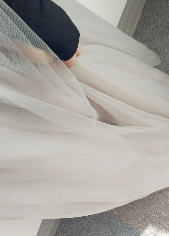 Patchwork Italian Waist Line Skirts A Elastic White Tulle FashionChic