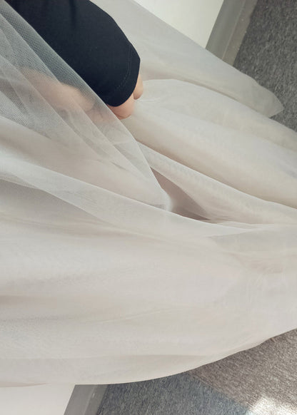 Patchwork Italian Waist Line Skirts A Elastic White Tulle FashionChic