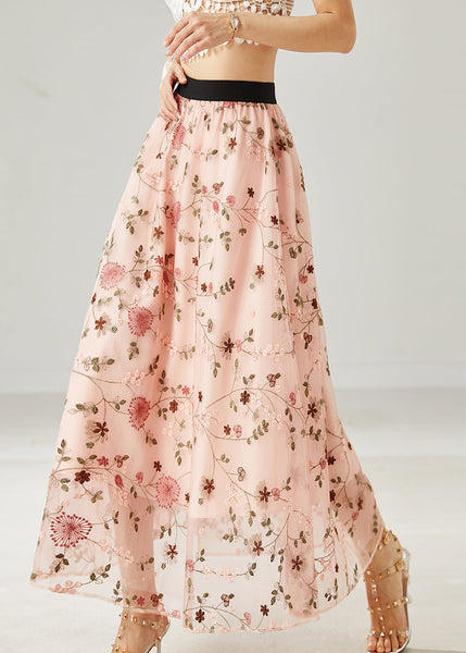 Pink Tulle A Line Skirts Embroidered Summer AZ1036 shopify