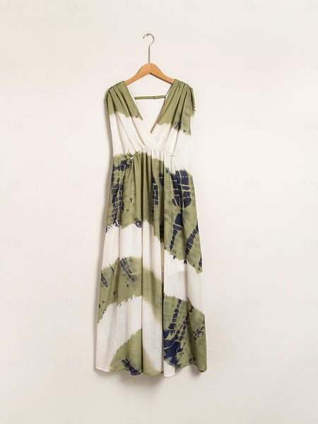 Tie-dye Printed Sleeveless Maxi Dress