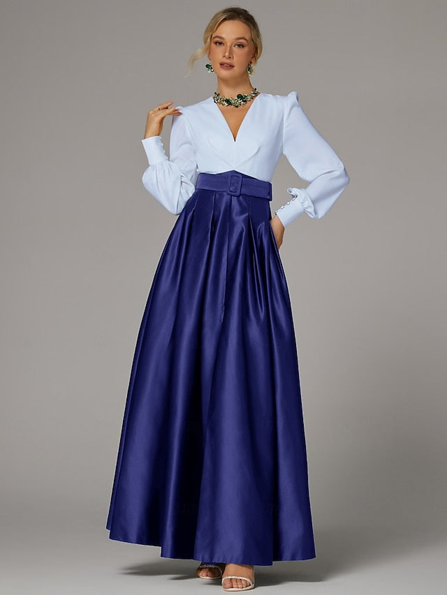 Gown Split Floor Evening Formal High Dress Wedding Guest A-Line FashionChic