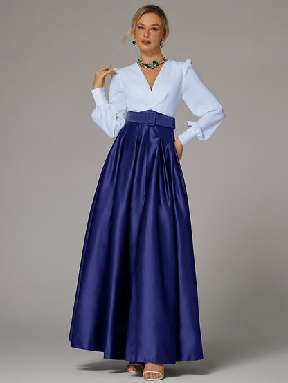 Gown Split Floor Evening Formal High Dress Wedding Guest A-Line FashionChic
