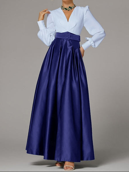 Wedding Guest Evening High Split Floor A-Line Formal Gown Dress FashionChic