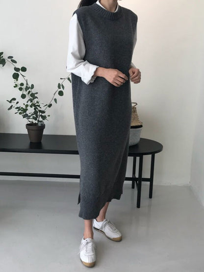 Urban Black Round-Neck Sleeveless Knit Dress QX017 shopify