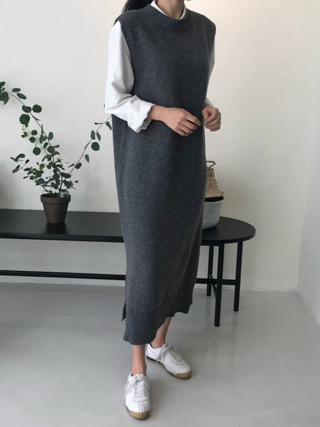 Urban Black Round-Neck Sleeveless Knit Dress QX017 shopify