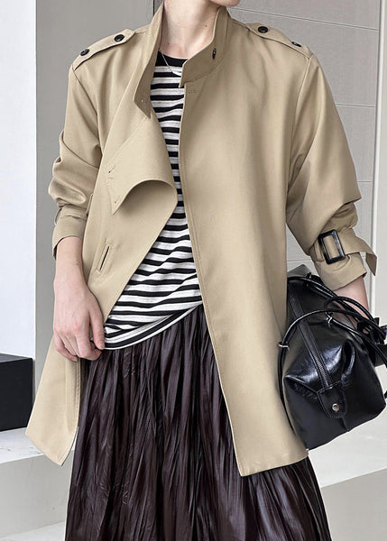 French Khaki Stand Collar Button Cotton Coats Fall AF1081 HS-CTS240914