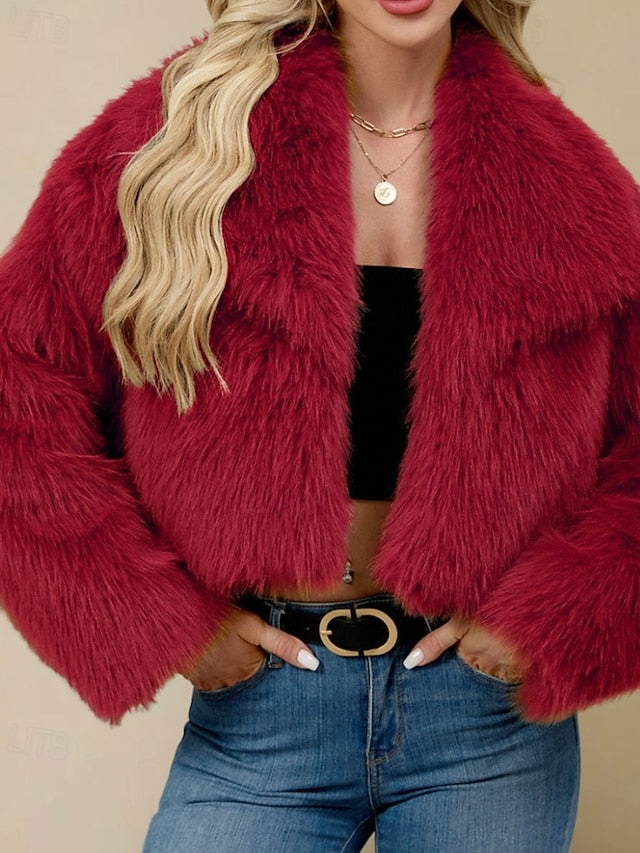 Women's Fur Leathers Furs Coat Warm Faux Comfortable FashionChic