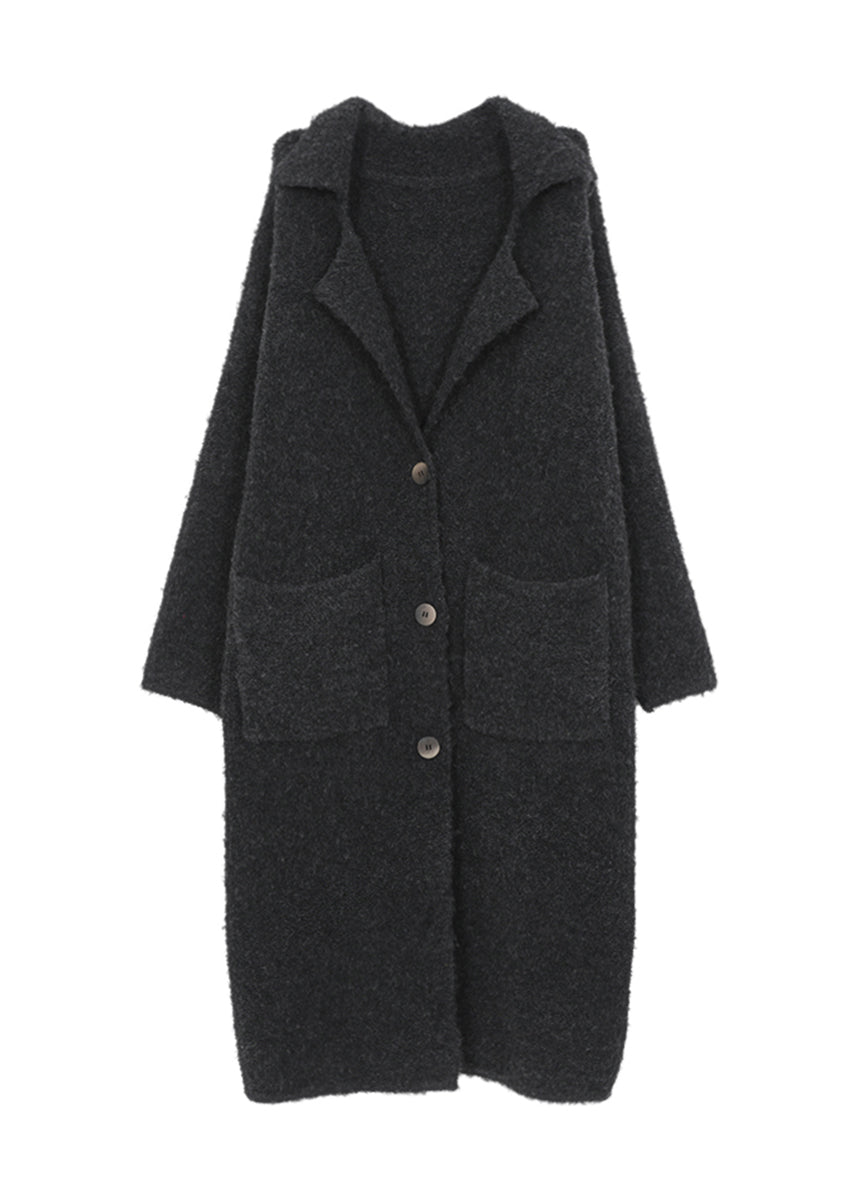 Italian Dark Grey Notched Pockets Woolen Coats Fall RY011 ABC