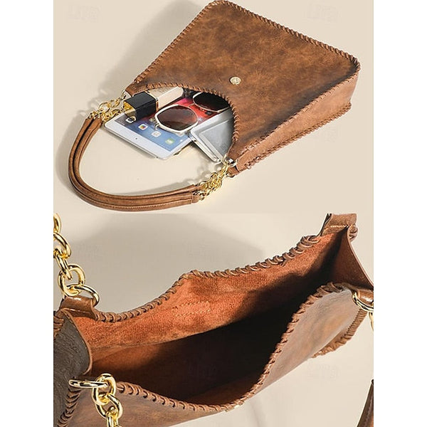 Hobo Bag with Chain – Leather Strap Vintage Women's Large FashionChic