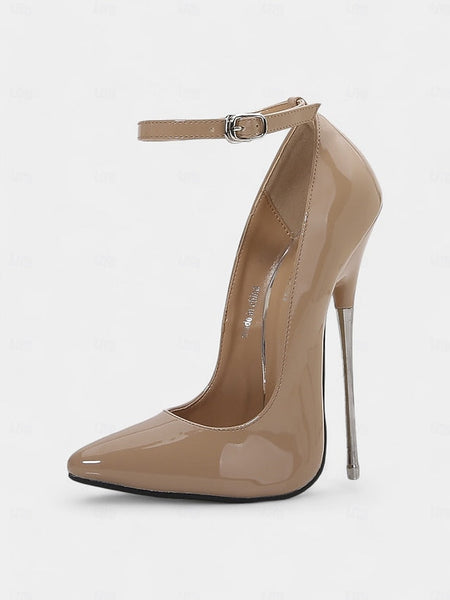 Patent Ankle Red Leather Heels Women's with Strap Stiletto FashionChic