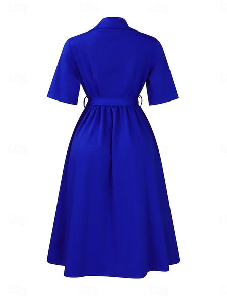 Women's Midi Dress Shirt Dress A Line Dress Elegant Formal FashionChic