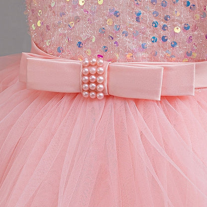 Girls' Wedding Sleeveless Dress Kids Party Special Sequin FashionChic