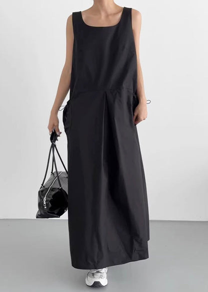 Women Neck Cotton Dresses White Robe Sleeveless U FashionChic