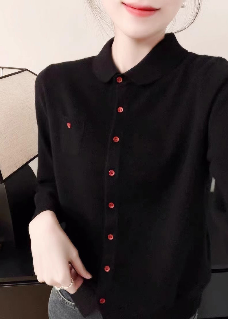 Women Purple Peter Pan Collar Button Knit Sweater Fall QX036 shopify