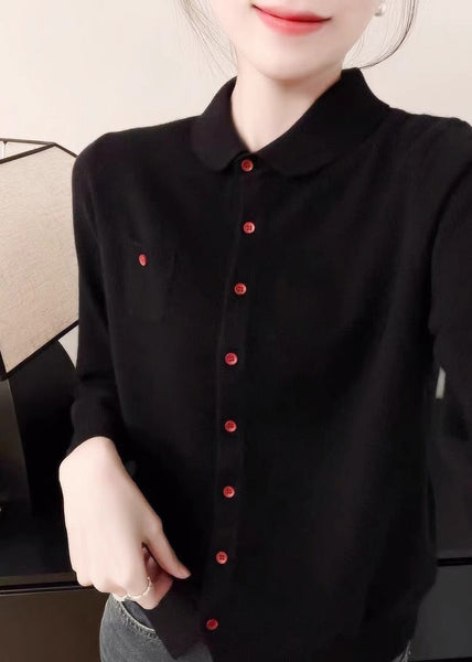 Women Purple Peter Pan Collar Button Knit Sweater Fall QX036 shopify