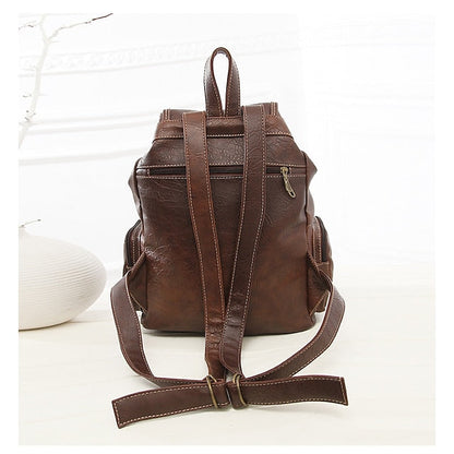 Women's with Backpack Vintage Leather Pockets Faux Multiple FashionChic