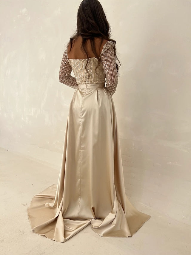 Gown Formal Evening Dress Elegant A-Line Guest Wedding Floor FashionChic