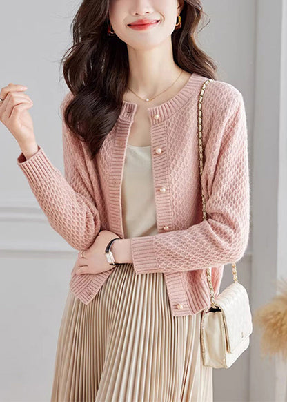 French White O Neck Button Woolen Cardigans Fall QC048 shopify