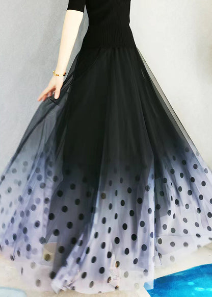 Color High Large Waist Hem Skirts French Exra Gradient Tulle FashionChic