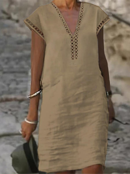 Women's White Yellow Green Summer Spring Midi Dress Faux