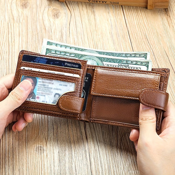 wallet card leather purse multi top cowhide layer Genuine coin FashionChic