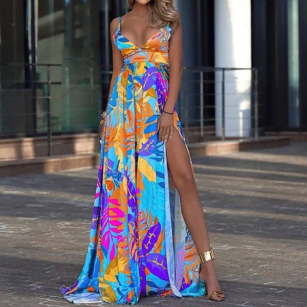 Women's Casual Dress Swing Dress Long Dress Maxi Dress Blue FashionChic