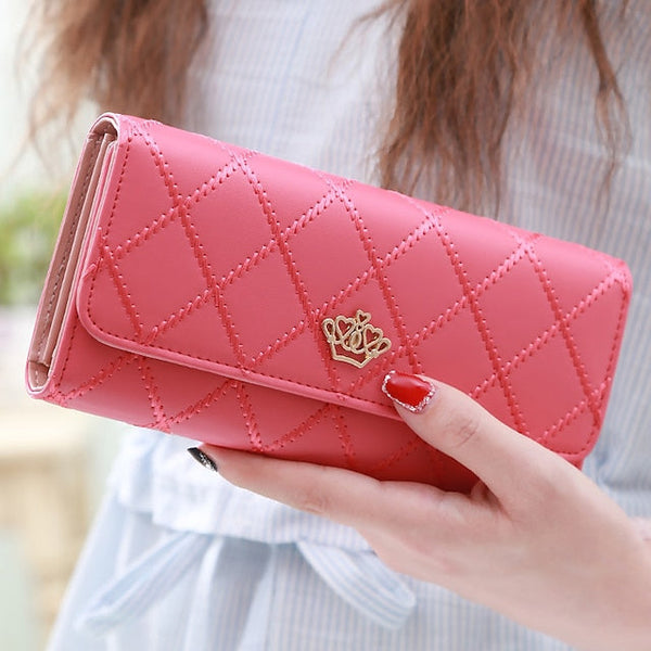 Gold Crown - Wallet Pink Emblem Women's with Quilted FashionChic