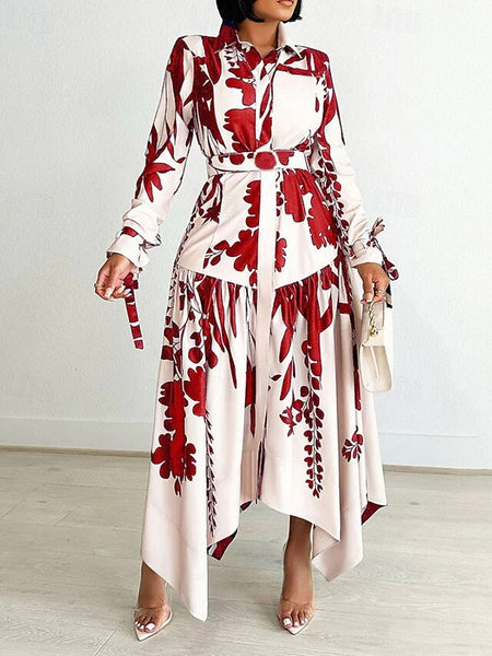 Women's Midi Dress Shirt Dress Floral Dress Print Dress