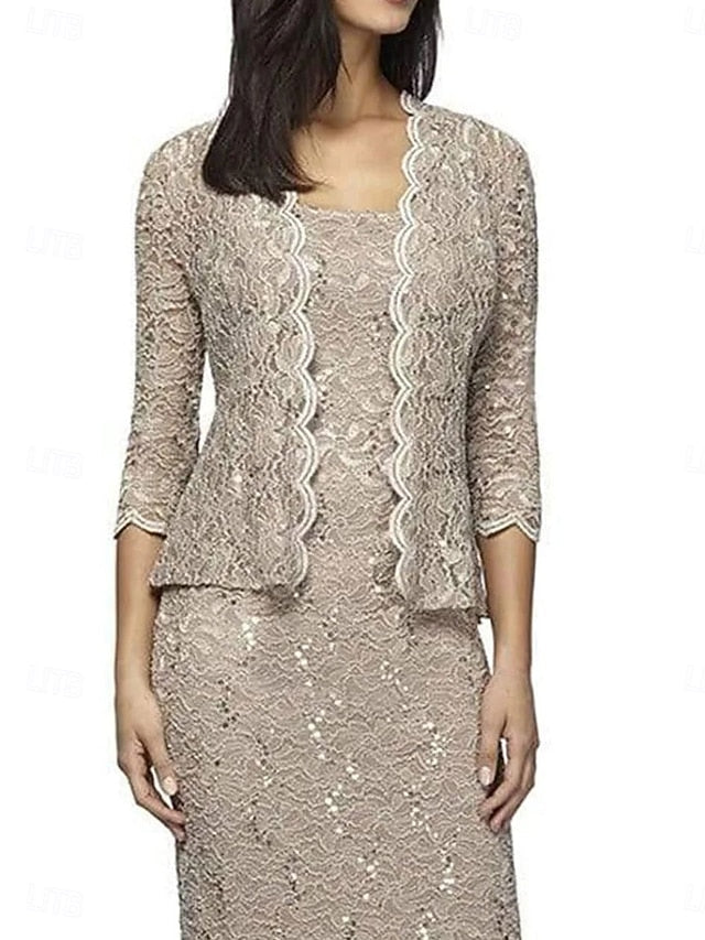 the Square Dress Bride Mother Piece Sets Elegant Two of FashionChic