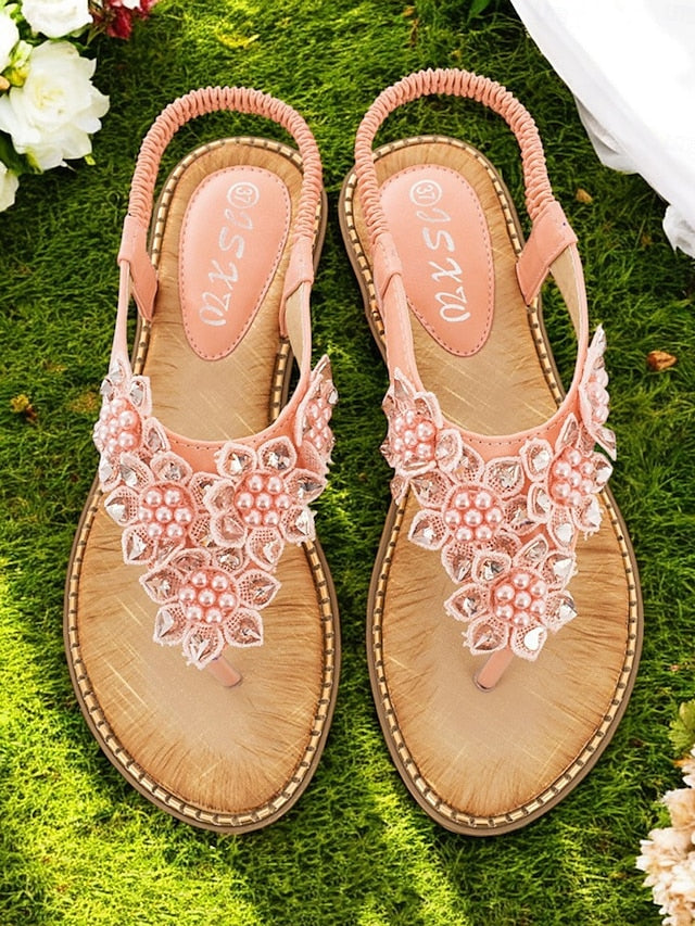 Floral Slip-Ons Flat Comfortable with Design Beaded FashionChic