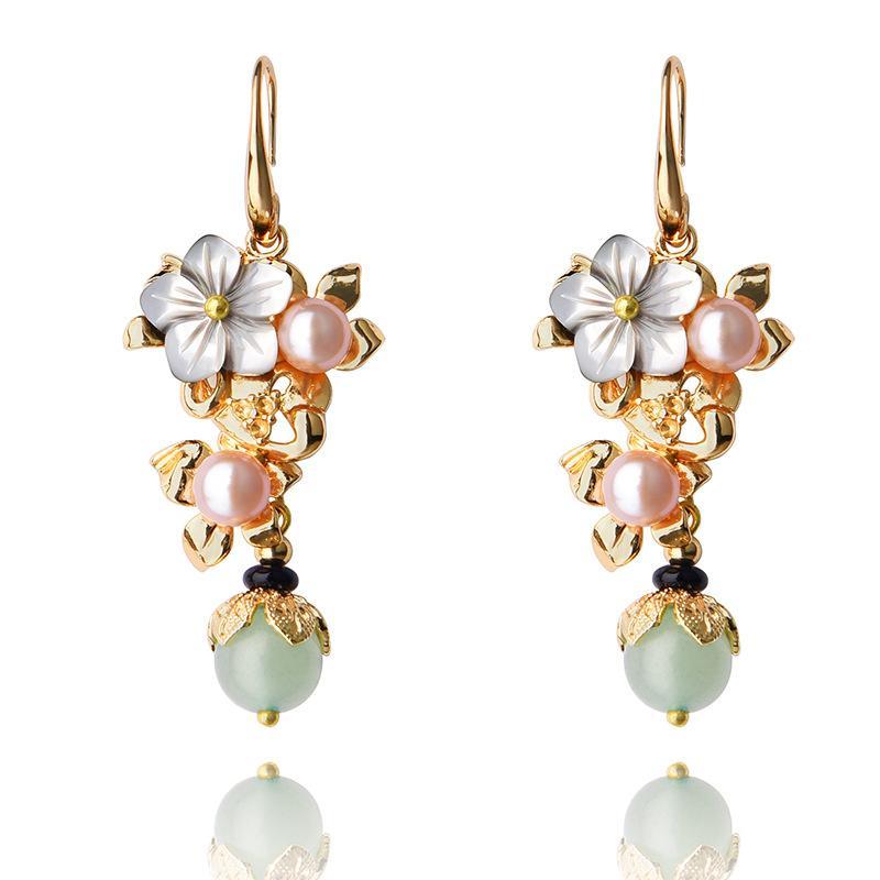 Ethnic Gold Plated Long Eardrop Earrings OP1024 JGL