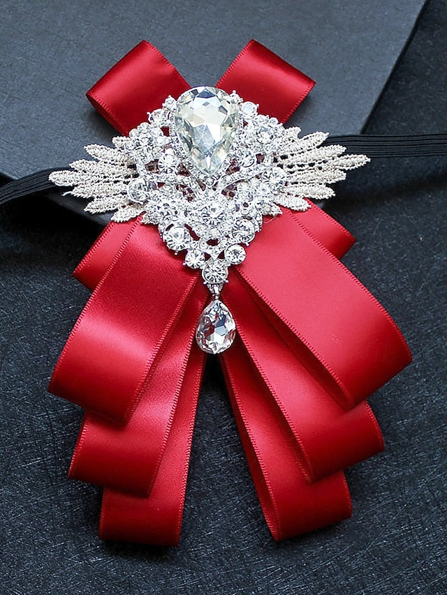 Luxury Brooch Bow Pin Tie Men's Crystal - Elegant Ribbon FashionChic