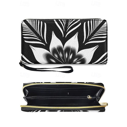 Floral Black Women's Wallet Faux White and Print – FashionChic